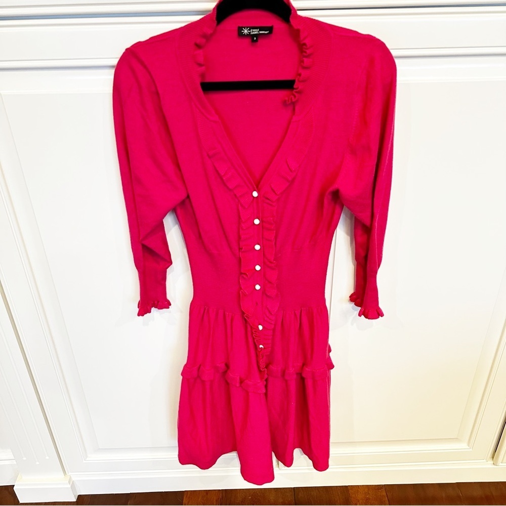 Isabel Marant Etoile Barbie Pink Womens Cashmere Blend Ruffle Tier Sweater Dress
